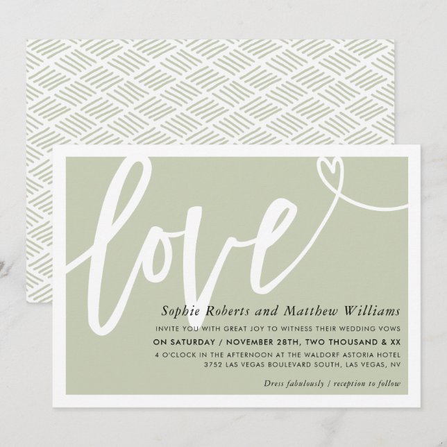 CONVITE DE CASAMENTO amoroso pincel verde (Frente/Verso)