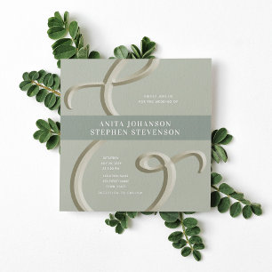 Convite de Casamento Ampersand Dourado Sage Verde
