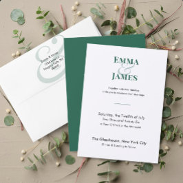 Convite de Casamento Ampersand Esmeralda Two-Tone
