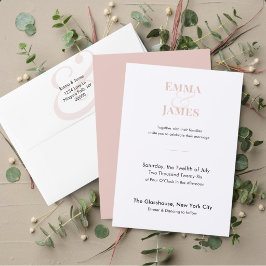 Convite de Casamento Ampersand Two-Tone Blush | QR