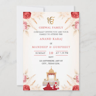 Convite de Casamento Anand Karaj