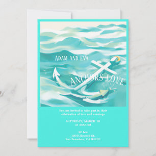 Convite de casamento Âncora do amor em um tema mar