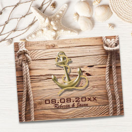 convite de casamento âncora madeira praia doca náu