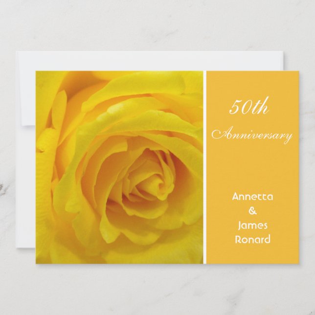 Convite de casamento aniversário flor rosa amarela (Frente)