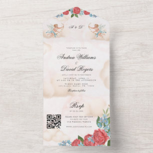 Convite de Casamento Antigo Cupido Querubim Retro 