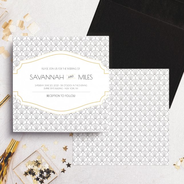 Convite de Casamento ao Quadrado de Arte Deco (Criador carregado)