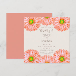 Convite De Casamento Apricot Gerbera De 5,25" x 5,