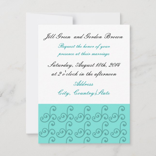 Convite de Casamento Aqua Swirl (Frente)