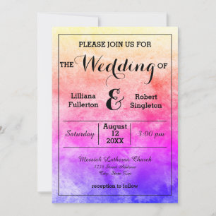 Convite de Casamento Aquarela Arco-íris