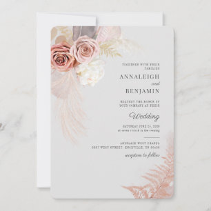 Convite de Casamento Aquarela Bege Terracota com G