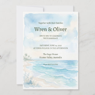 Convite de Casamento Aquarela Blue Lake