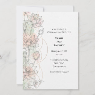 Convite de Casamento Aquarela Blush Lotus
