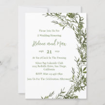 Convite de Casamento Aquarela Boho Greenery