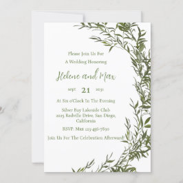 Convite de Casamento Aquarela Boho Greenery