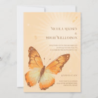Convite de Casamento Aquarela Borboleta Monarca