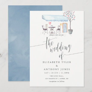 Convite de Casamento Aquarela Café Paris