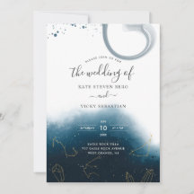 Convite de Casamento Aquarela Celestial Moderna