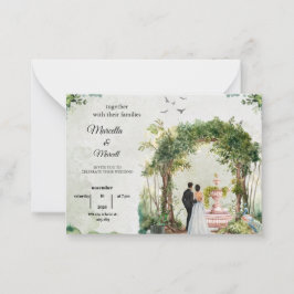 Convite de Casamento Aquarela com Arco de Jardim R