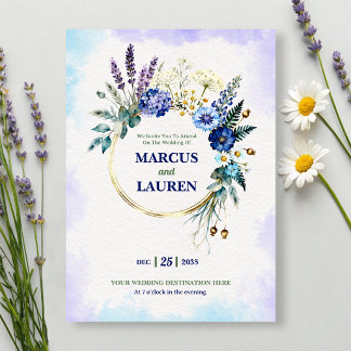 Convite de Casamento Aquarela com Moldura de Grina