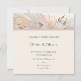 Convite de Casamento Aquarela com Tartan de Cardo