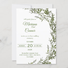 Convite de Casamento Aquarela com Verdejante Jardi