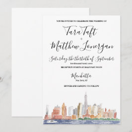 Convite de Casamento Aquarela da Cidade de Nova Yo