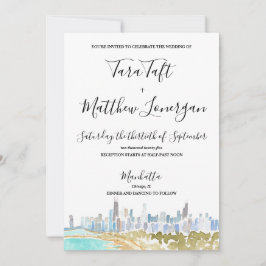 Convite de Casamento Aquarela da Silhueta de Chica