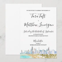 Convite de Casamento Aquarela da Silhueta de Chica