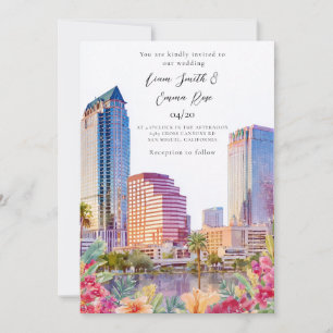 Convite de Casamento Aquarela da Silhueta de Tampa