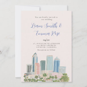 Convite de Casamento Aquarela da Silhueta de Tampa