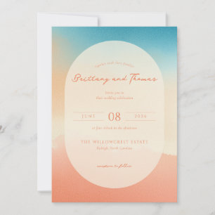 Convite de Casamento Aquarela de Pêssego Elegante