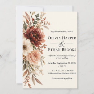 Convite de Casamento Aquarela em Água-Marinha e Pê