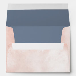 Convite de Casamento Aquarela em Pêssego e Azul Po