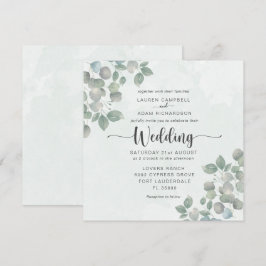 Convite de Casamento Aquarela Eucalipto Verdejante