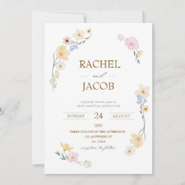 Convite de Casamento Aquarela Floral Branco