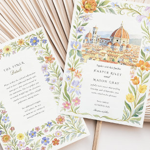 Convite de Casamento Aquarela Florença Toscana
