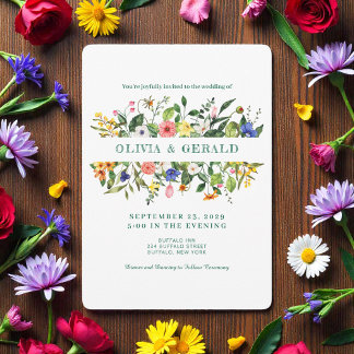 Convite de Casamento Aquarela Flores Silvestres da