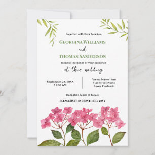 Convite de Casamento Aquarela Hydrangea Lacecaps R