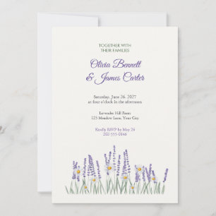 Convite de Casamento Aquarela Lavanda e Camomila