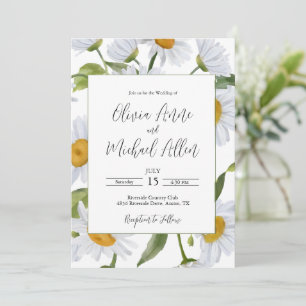 Convite de Casamento Aquarela Margaridas Brancas