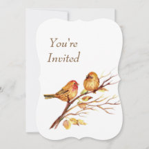 Convite de Casamento Aquarela Marrom Vermelho Dour