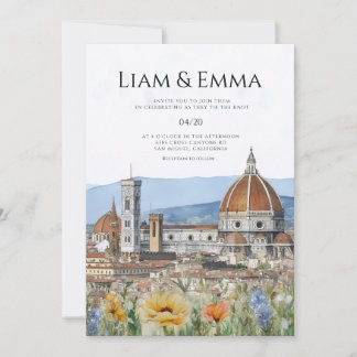 Convite de Casamento Aquarela Paisagem Florença It