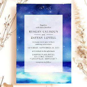 Convite de Casamento Aquarela Paisagem Marítima Es