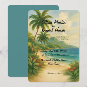 Convite de Casamento Aquarela Paraíso Tropical