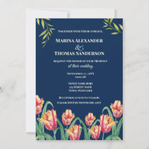 Convite de Casamento Aquarela Tulipas Papagaio Ama