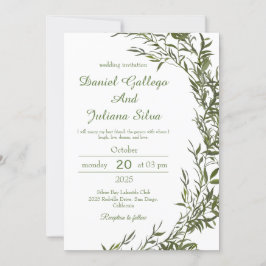 Convite de Casamento Aquarela Verde