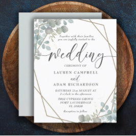 Convite de Casamento Aquarela Verde Econômico