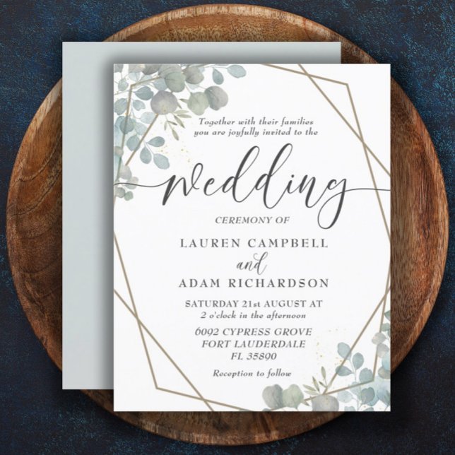Convite de Casamento Aquarela Verde Econômico (Criador carregado)