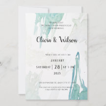 Convite de Casamento Aquarela Verde Mínimo