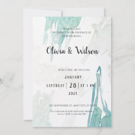 Convite de Casamento Aquarela Verde Mínimo